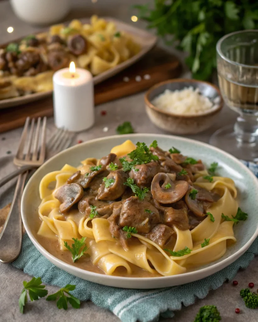 13. Beef Stroganoff with Egg Noodles