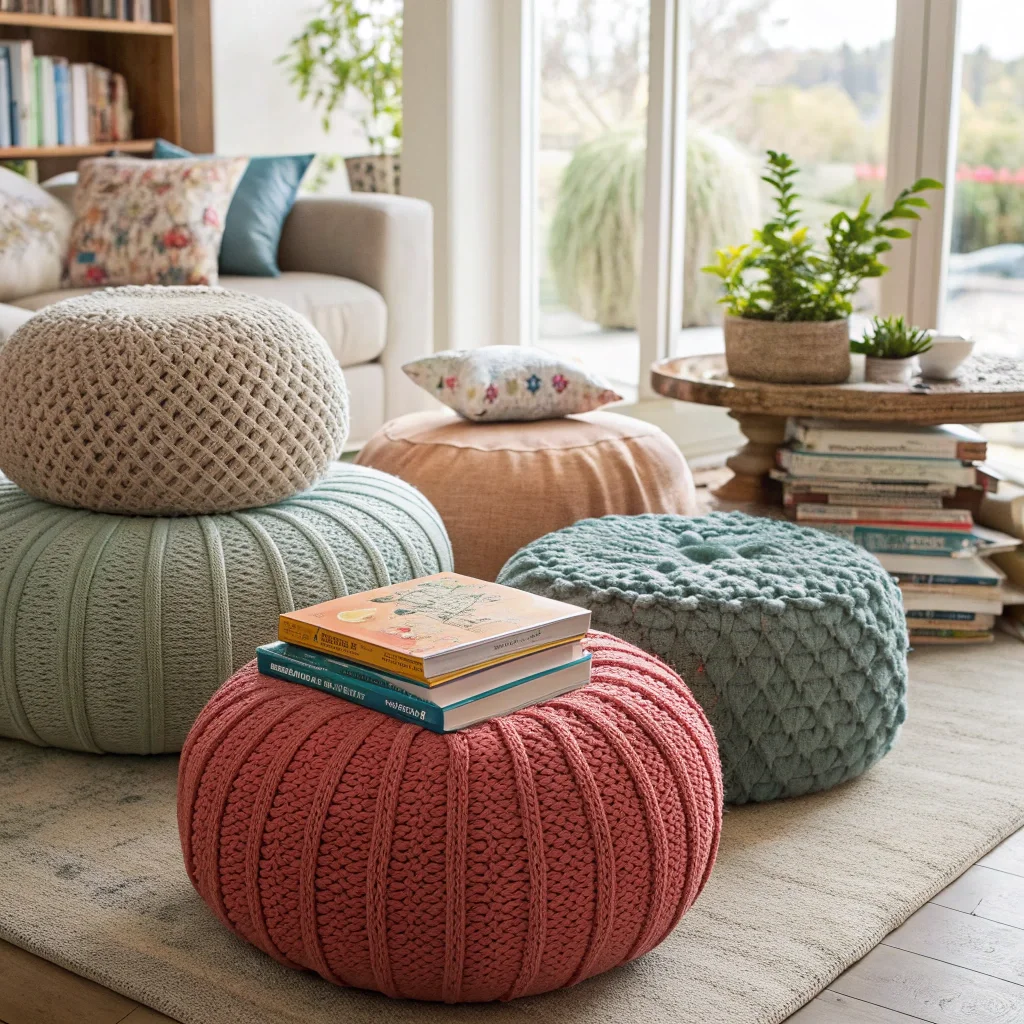 23. DIY Fabric Poufs