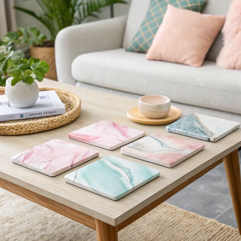 28. DIY Marbled Coasters