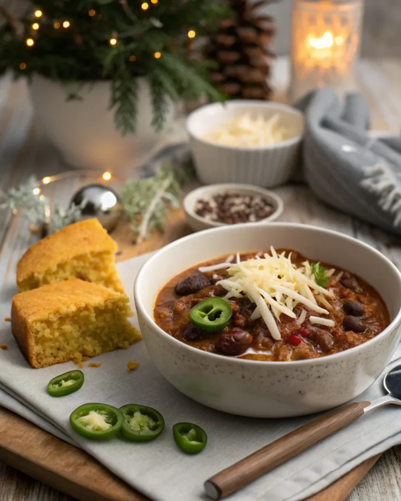 6. Hearty Chili with Beans and Cornbread
