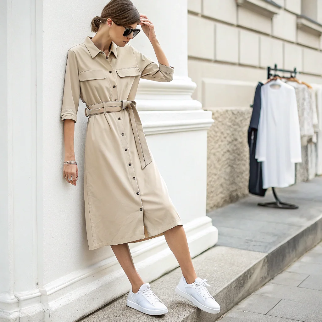 Casual Shirt Dress with Belt 12