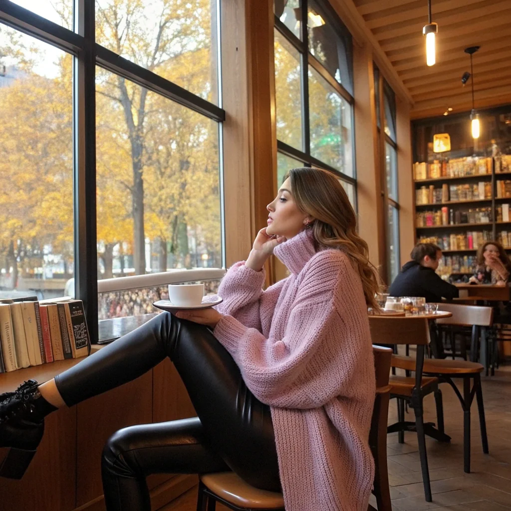 Cozy Knit Sweater + Leather Leggings 2