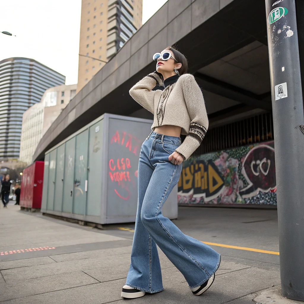 Flared Jeans + Cropped Sweater 33