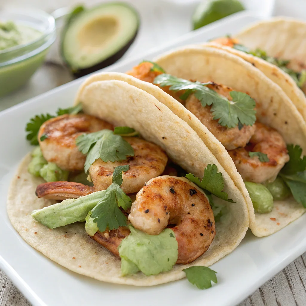 Shrimp Tacos with Avocado Cream 6