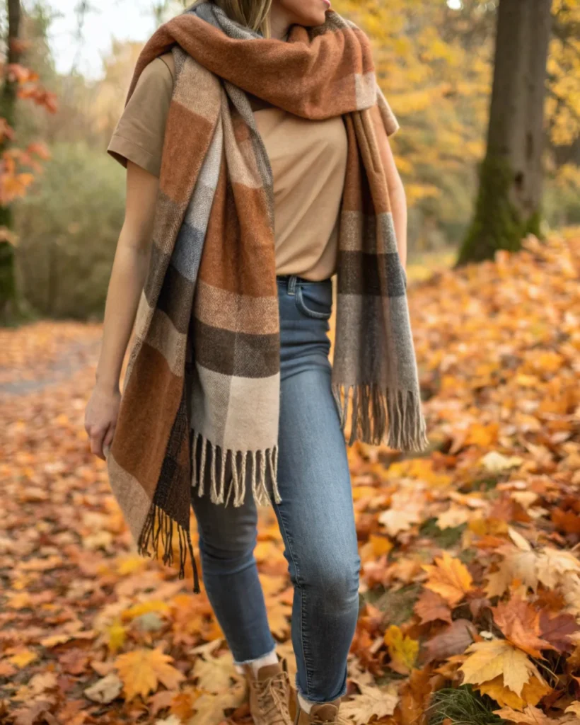 10. Chunky Scarf with a Basic Tee
