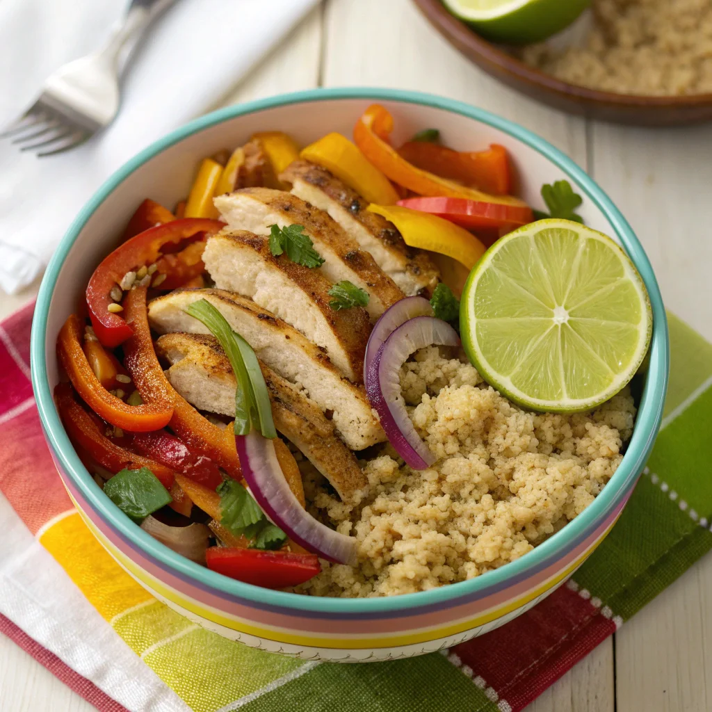 6. Chicken Fajita Quinoa Bowls