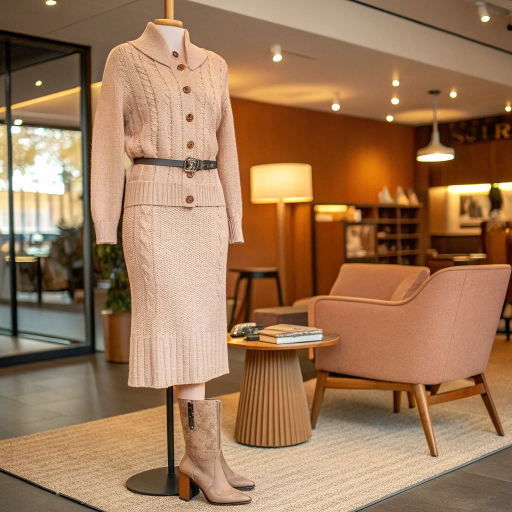 Knitted Skirt Set Cozy Professionalism