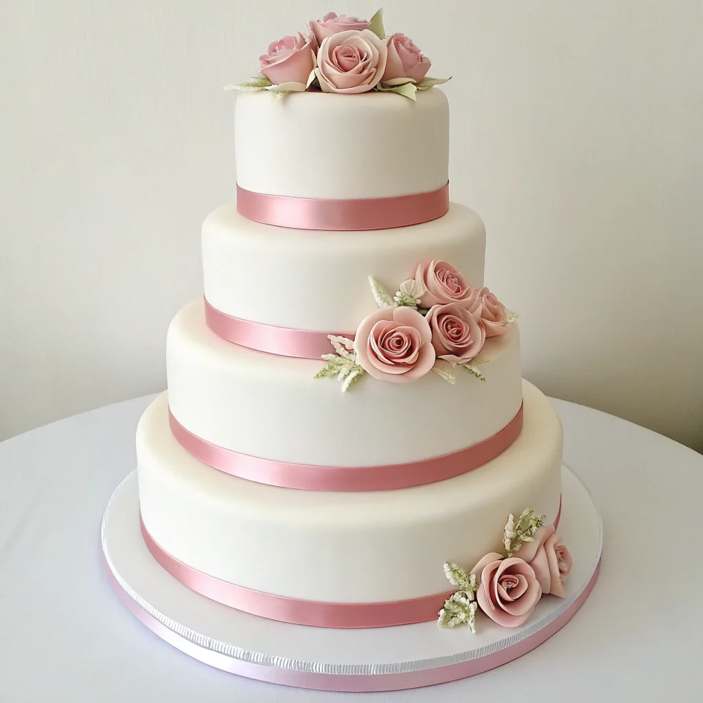 Multi-Tiered White Wedding Cake