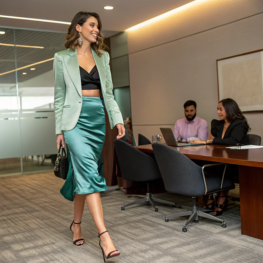Satin Midi Skirt Polished Sophistication