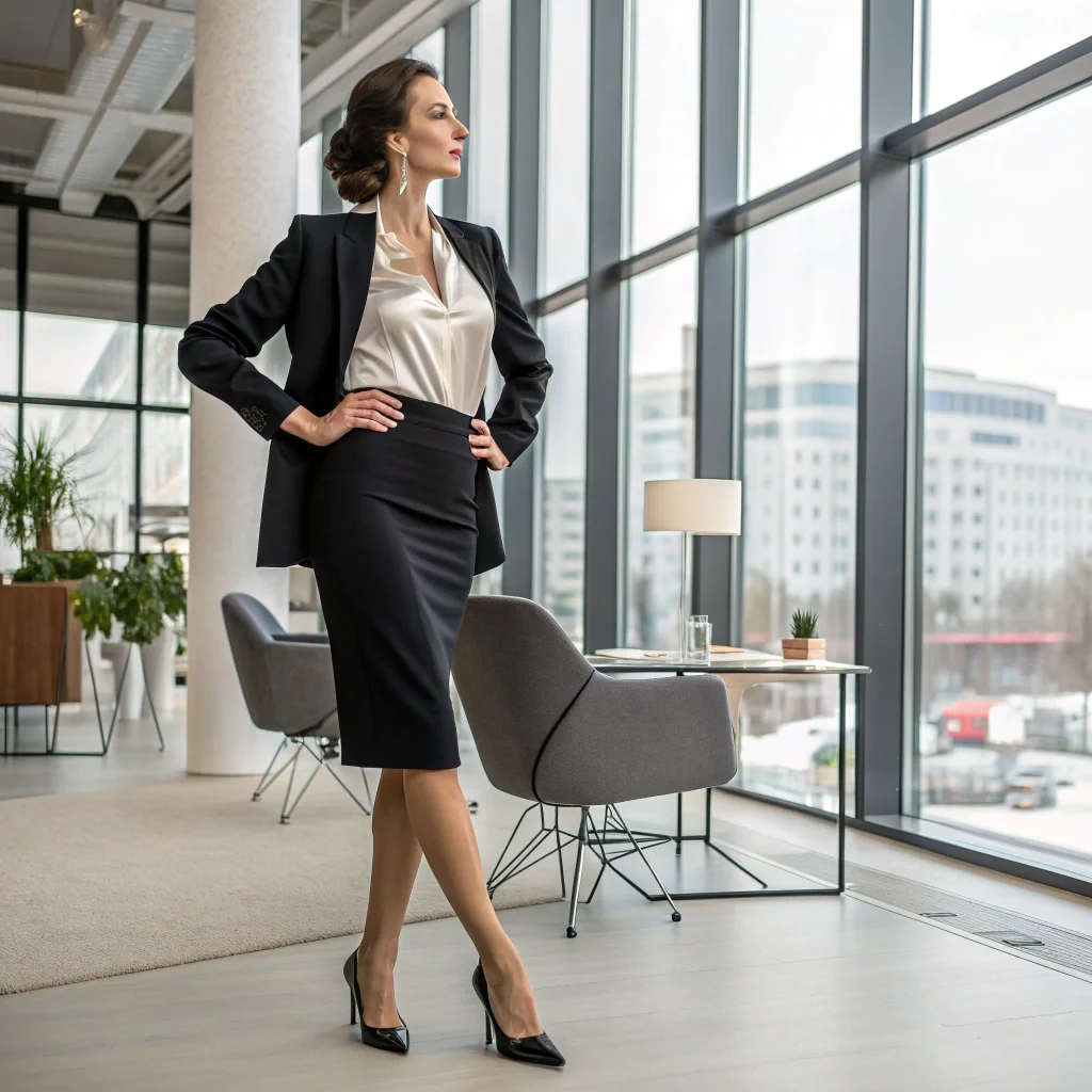 Sleek High-Waisted Pencil Skirt Confident Minimalism