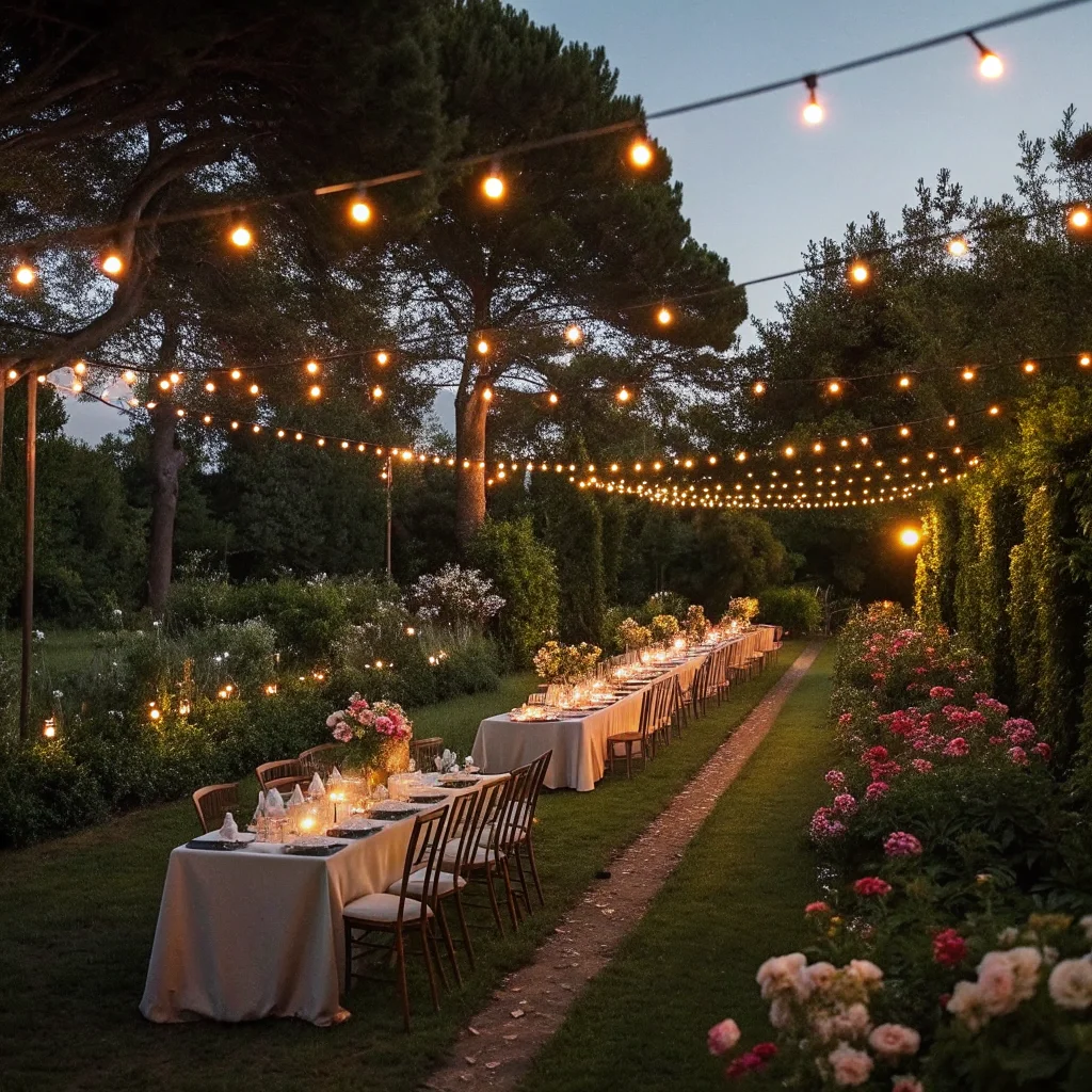 String Lights for Outdoor Receptions