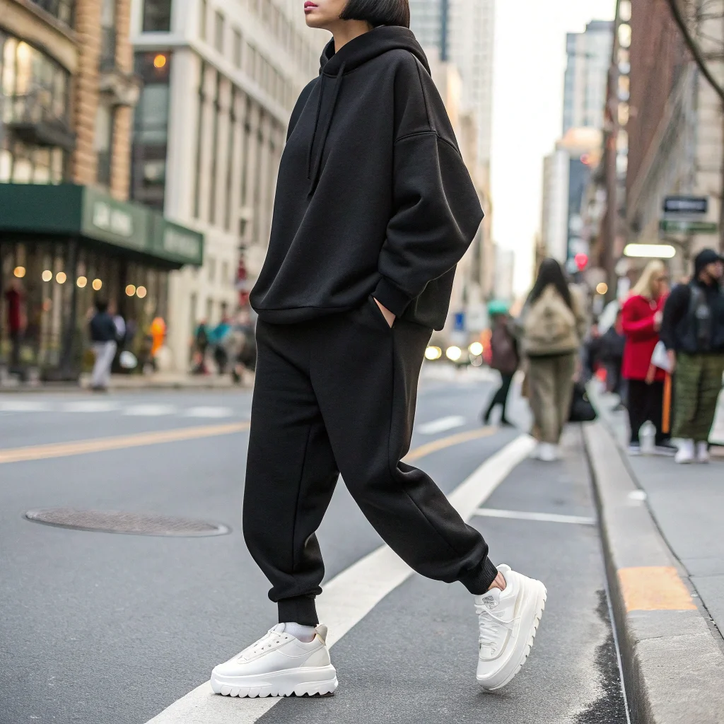 Black Oversized Pullover with Matching Joggers