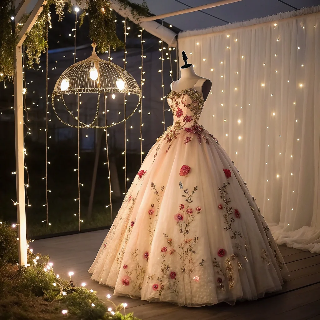 Fairytale Ball Gown with Floral Appliqué - Copy
