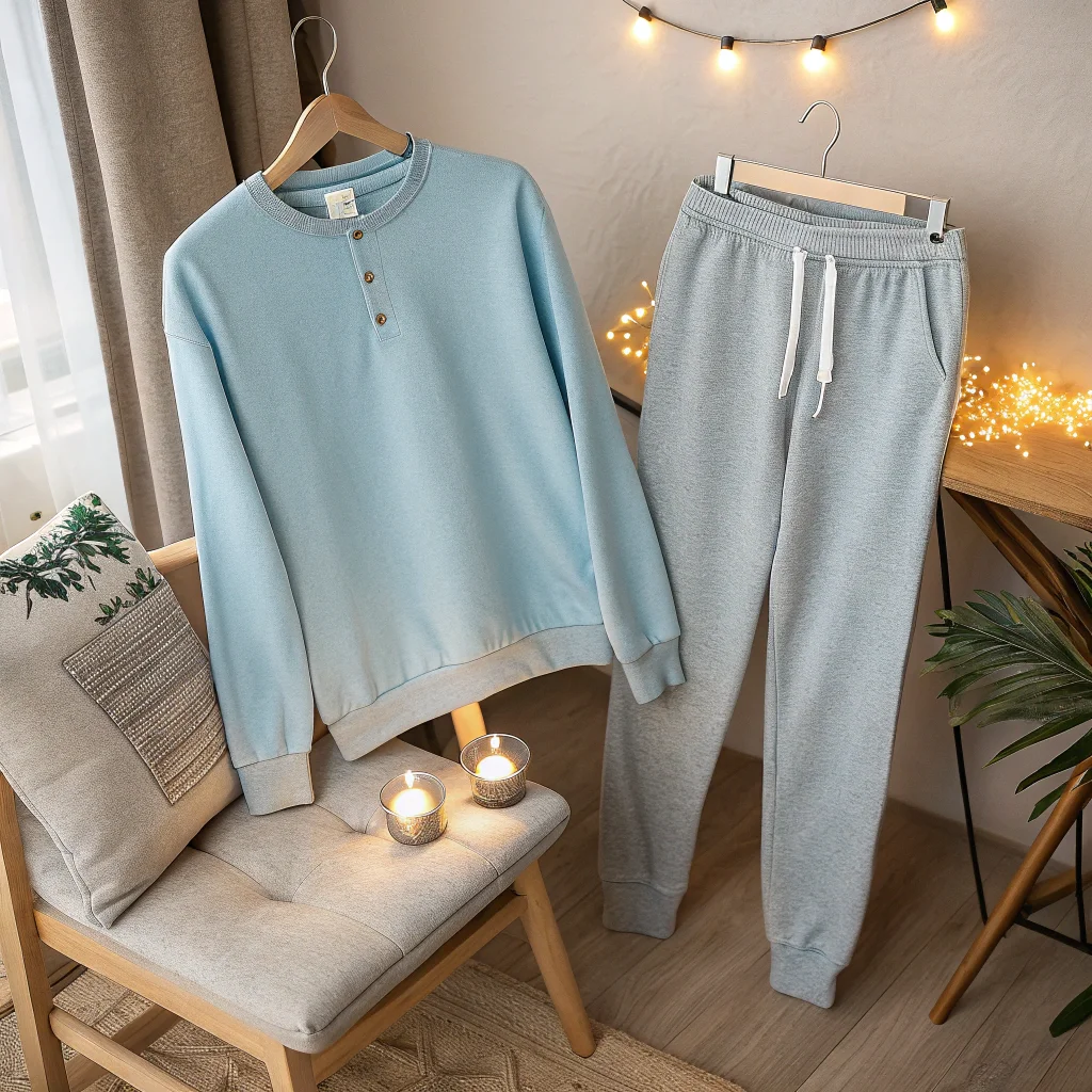 Light Blue Pullover with Grey Joggers