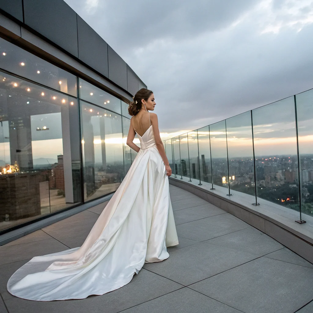 Modern High-Slit Satin Dress